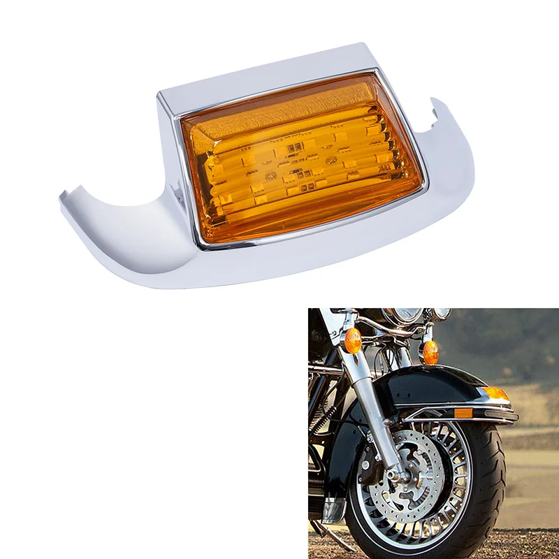 Motorcycle Motorbike Front Fender Tip Light Smoke Orange Red Lens For Harley Ultra Classic Electra FLSTC Heritage Softail Glide