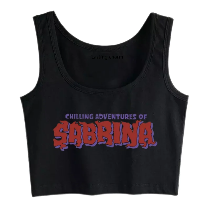 Lasting charm Crop Top Sports Chilling Adventures Of Sabrina Comic Black Sleeveless Tops