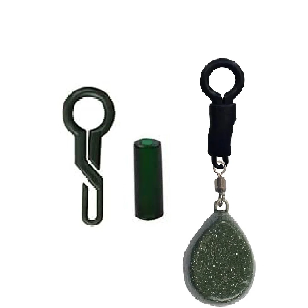 30 pièces/50pcs/100 pièces Clips de plomb arrière de pêche à la carpe avec Tube poids de carpe Clips à changement rapide manchon de sécurité plate-forme de carpe matériel de pêche