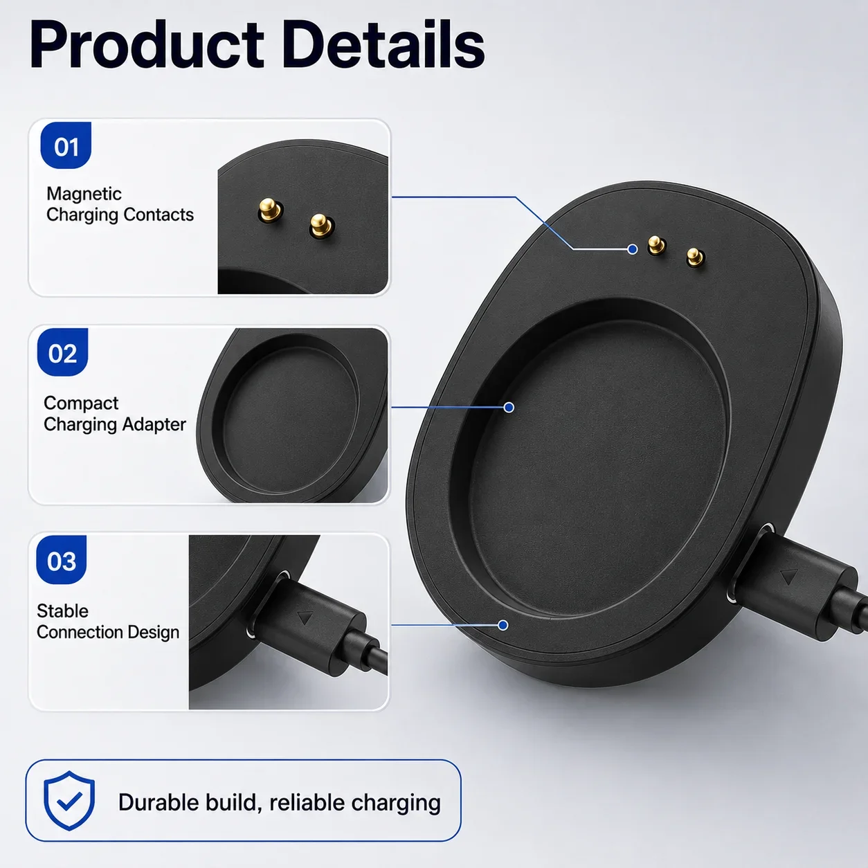 Adaptador de carregamento magnético para Amazfit T-Rex 3 A2322, Amazfit Balance A2286, base de carregamento para smartwatch, 5V, 1000mA, carregador de