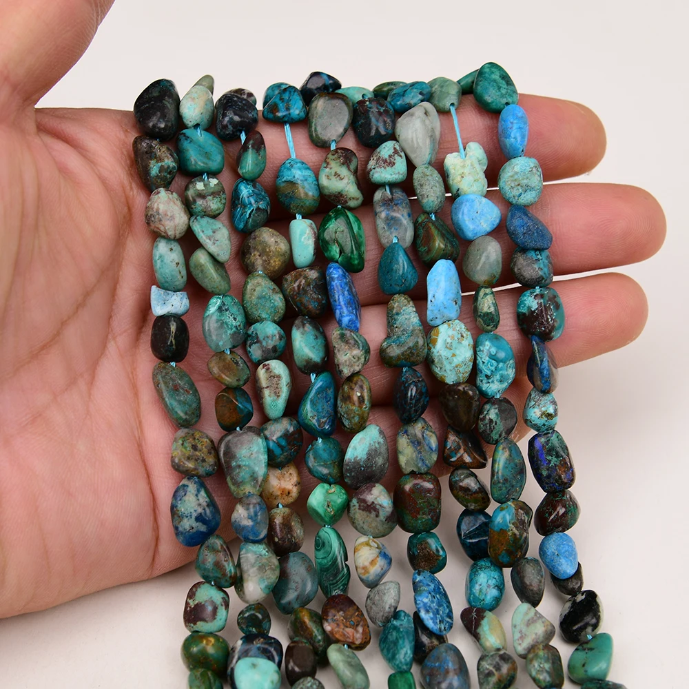 2 Strands Natural Stone Mix Color Turquoise Smooth Nugget Beads Strand 15.5'' Necklace Jewelry Making DIY