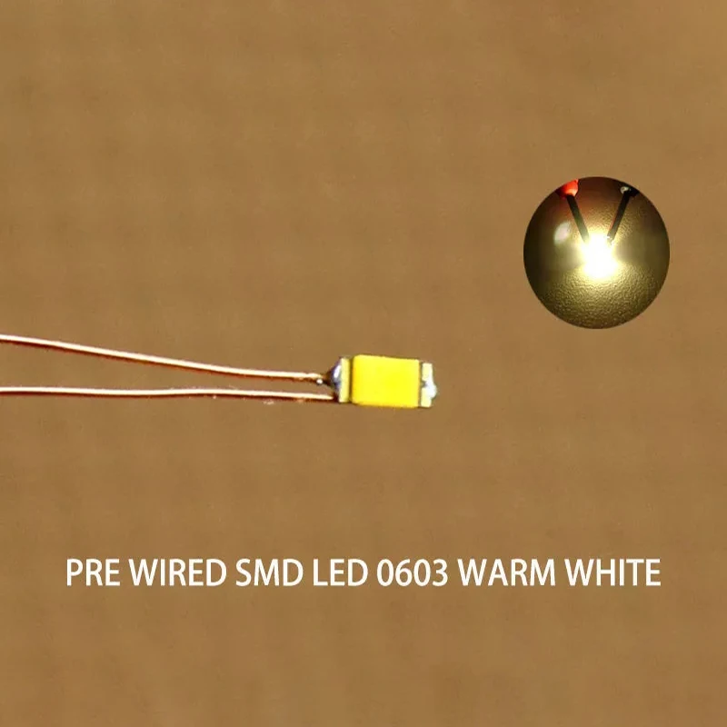 SMD LED 0402 0603 미리 배선된 마이크로 램프 미니어처 모델 DIY 조명, 철도 장면 모델 빌딩 키트 장난감, 3V, 20cm, 10 개/백