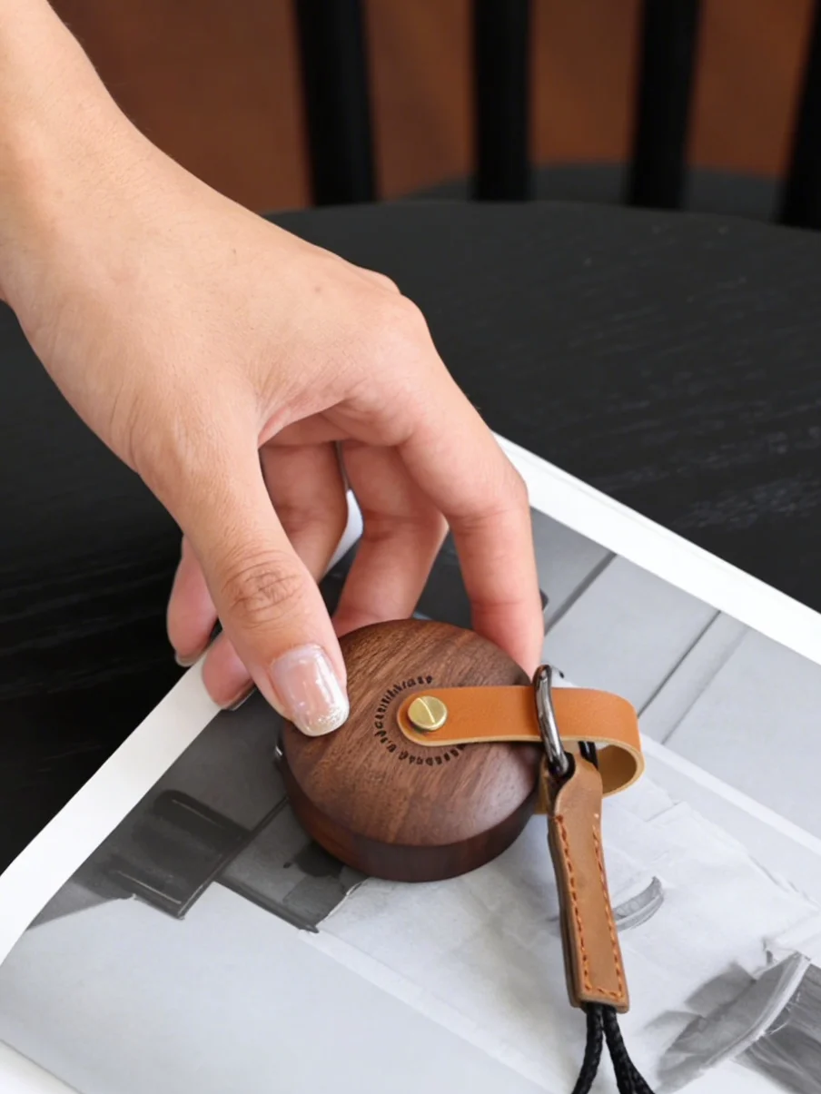 Portable   Pocket Ruler Black Walnut Wood 2 Meters Customizable Engraving Compact Measuring Tool by Senseshouse