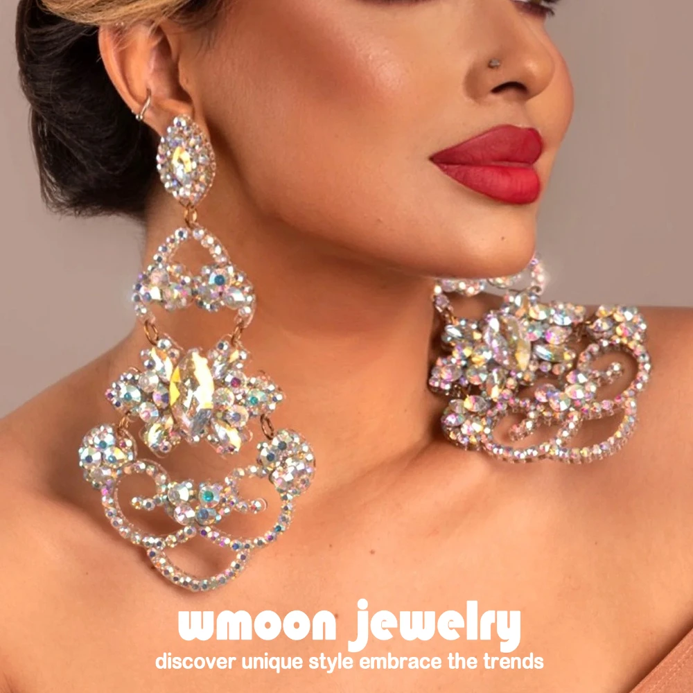 

Crystal Geometric Pendant Earrings for Women Luxury Designer Vintage Trend Exaggerate Fashion Statement Accessories Jewelry Gift