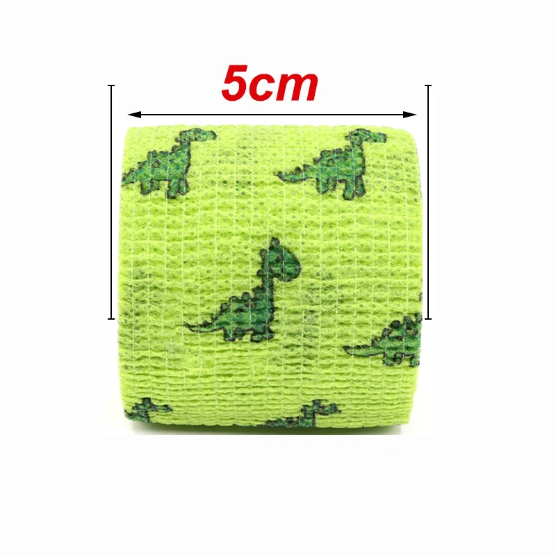 1/6/10 pcs Green Dinosaur Printed Self Adhesive Elastic Bandage 5cm Width Wrap Tape for DIY Tattooing First Aid Kit Pet Tape