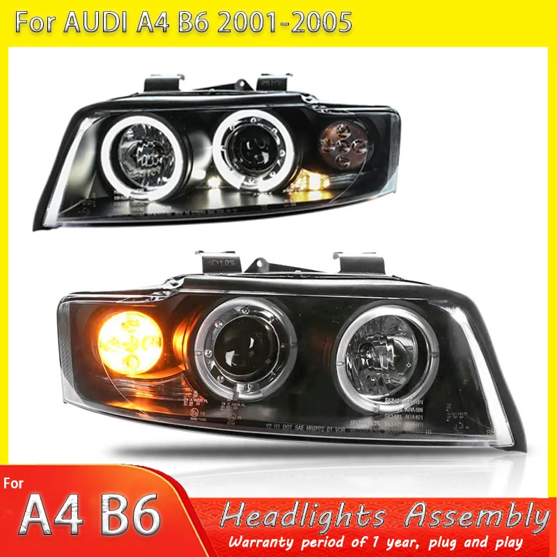 

Комплект для модернизации фар Audi A4 B6 2001-2005 годов выпуска с LED-фарами, указателями поворота и дневными ходовыми огнями. Аксессуары