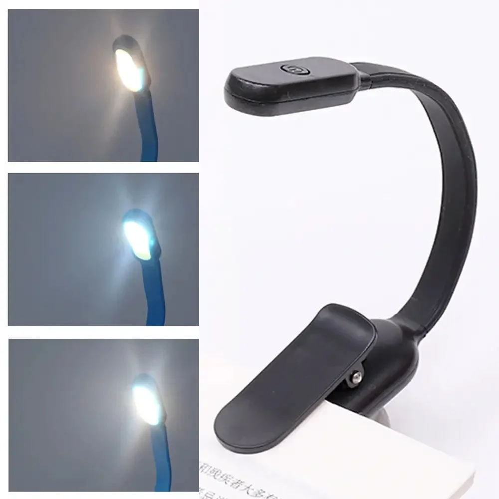 Mini LED Book Night 3 Brightness Adjustable USB Rechargeable Clip-On Study Reading Lamp for Travel Bedroom Dormitory Reading