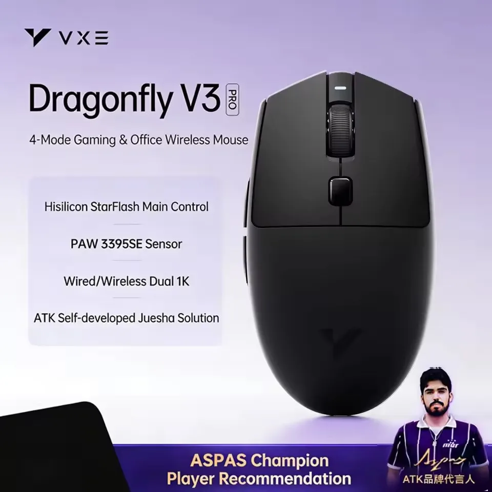 VXE Dragonfly V3 PRO Bluetooth Gaming Mouse PAW3395SE 2.4G Wireless E-sports Mice Rechargeable Lightweight Ergonomic