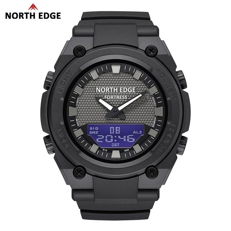 NORTH EDGE 2026 Men's Military Digital Watch  FORTRESS Outdoor Sports Waterproof 50M Watches World Time Countdown LED Wristwatch