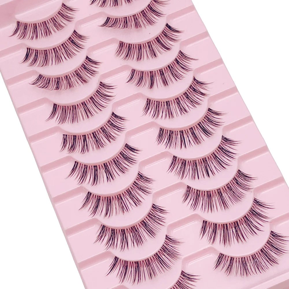 Ciglia Fasle Ciglia finte naturali sottili Coda di pesce Stile incrociato Fascia trasparente Soffici ciglia lunghe Strumenti per il trucco degli occhi 10 Pa