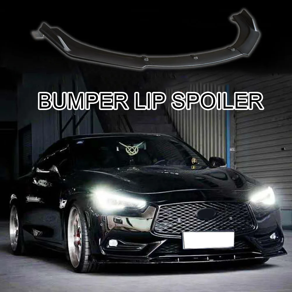 3 Pieces Car Front Bumper Canard Lip Splitter Body Shovels Bumper Lip Spoiler Replacement for Infiniti 2014-2017