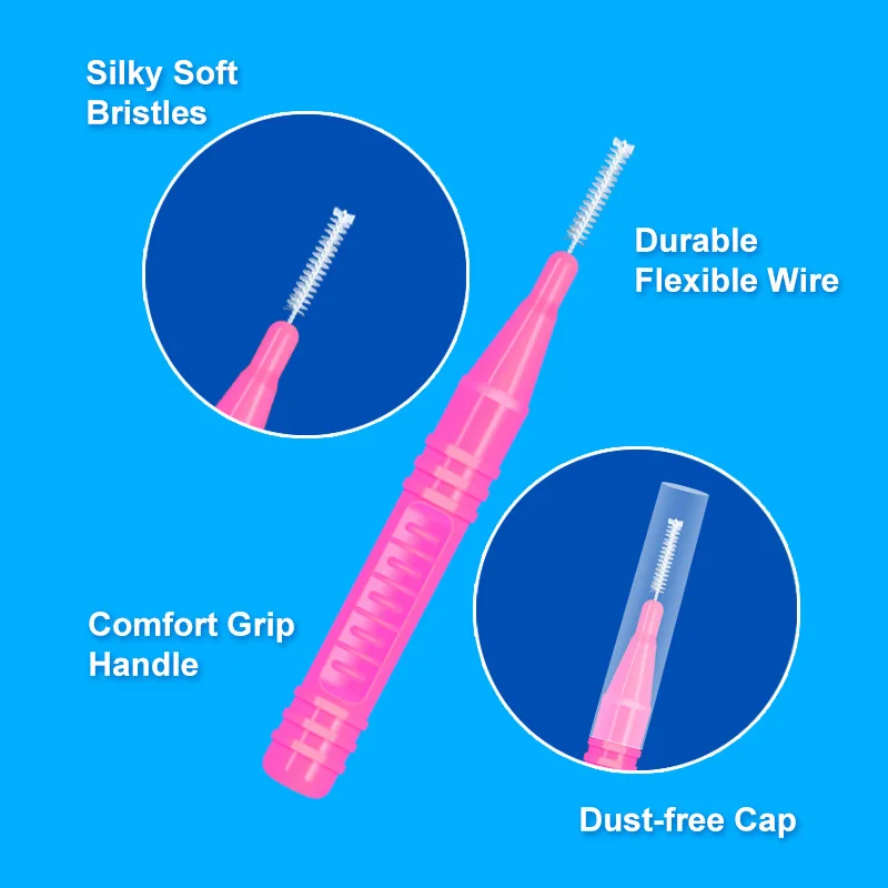 Multi Color Interdental Brushes Bulk Pack Dental Floss Picks for Teeth Cleaning Gap Brushes Various Sizes