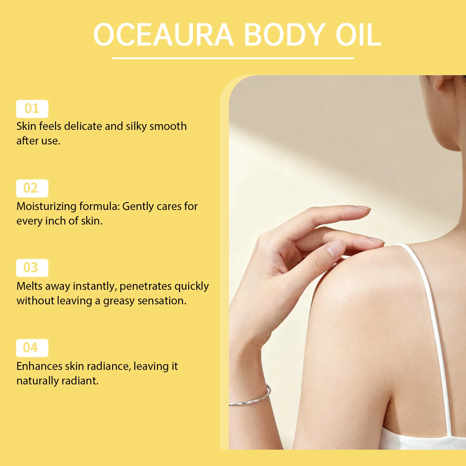 OceAura زيت الجسم لترطيب البشرة ثبات السلس المضادات للأكسدة زيت اللافندر الطبيعي العضوي زيت اللوز الحلو زيت تدليك الجسم