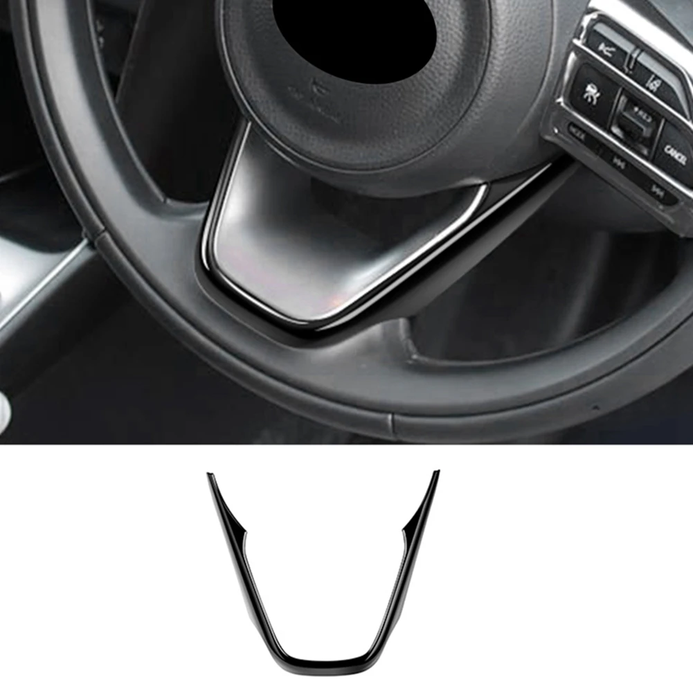 Car Glossy Black V-Style Steering Wheel Panel Cover Trim Decoration Frame Sticker for Aqua Yaris Sienta