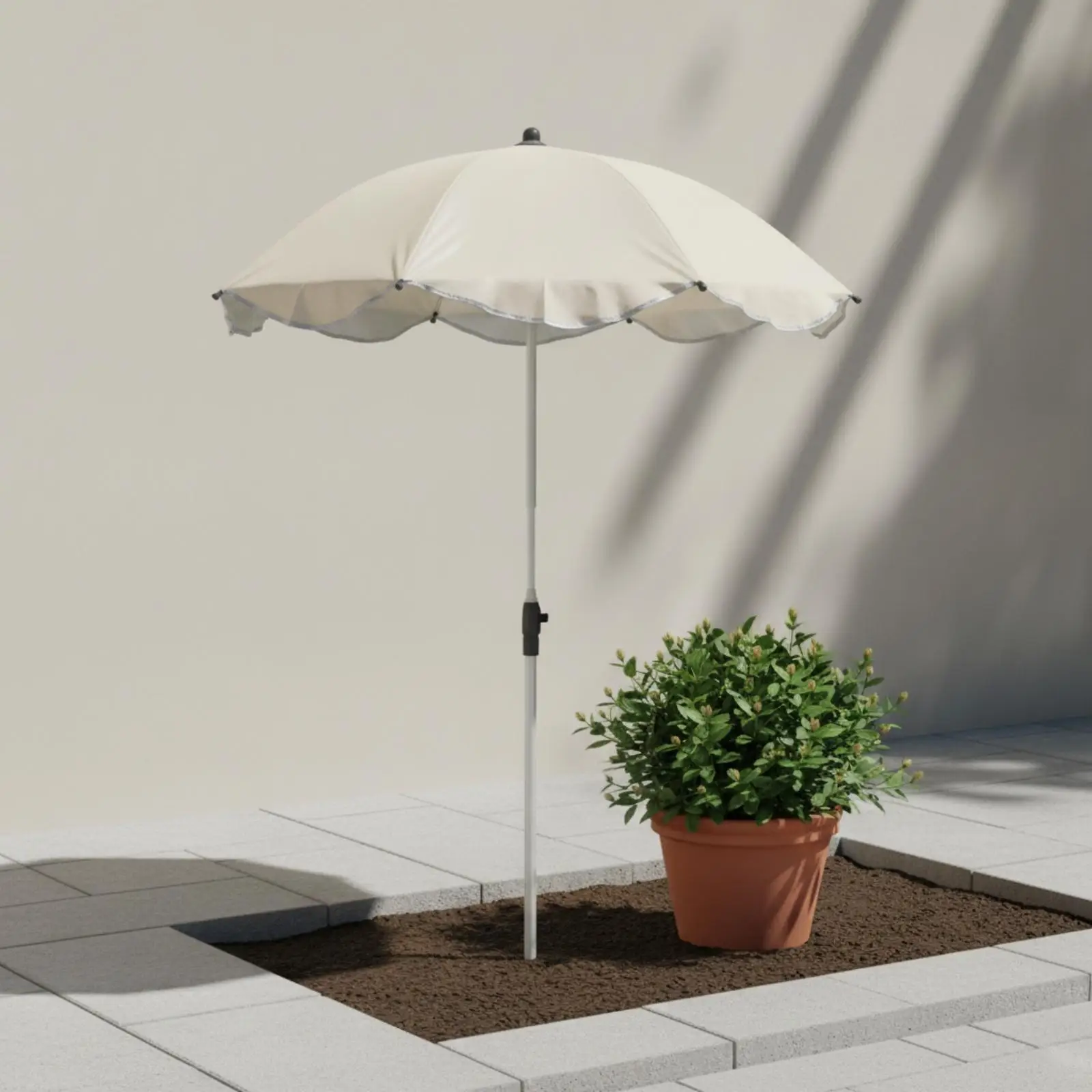 Outdoor Shade Canopy Compact Telescopic Sun Parasol Aluminum Pole Soil Insert for Balcony Planters