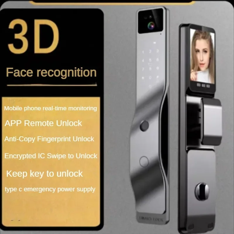 Tuya Face Recognition Fingerprint Smart Door Lock APP Remote Control Password IC Card Key Unlock Way Electronic Home Door Lock