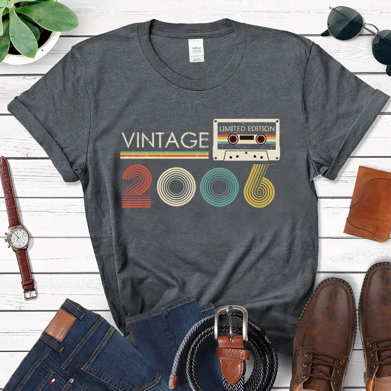 

Vintage Made In 2006 Limited Edition Tape Case Funny Women T Shirt 18th 18 Years Old Birthday Fashion Tshirt Girlfriend Gift Top