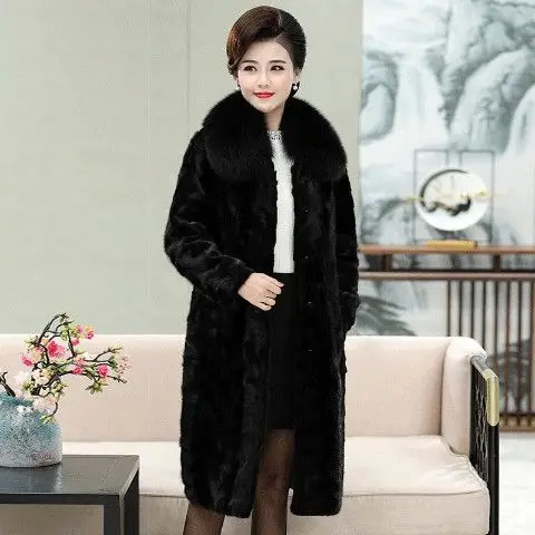 Artificial Fur Coat Women\'s Square Neck Plus Size Middle and Old Age Mom Wear Large Collar Winter Warm Mink B53