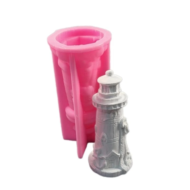J0MC Lighthouse Sculpture Silicone Molds قوالب الجص لزخارف المنزل الحرفة