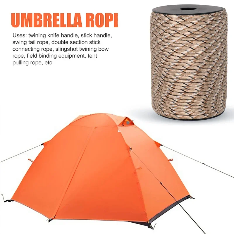Cordón de paracaídas de 30M, 50M, 100M, 9 hebras, 4mm, cuerda para tienda de campaña al aire libre, escalada, senderismo, equipo de supervivencia,
