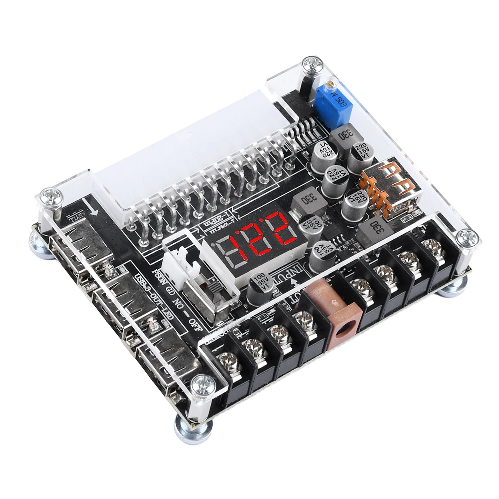20Pin 24Pins ATX Power Adapter Board PD2.0 PD3.0 Adjustable Power Supply Breakout Board Power Connector Adapter Acrylic Case Kit
