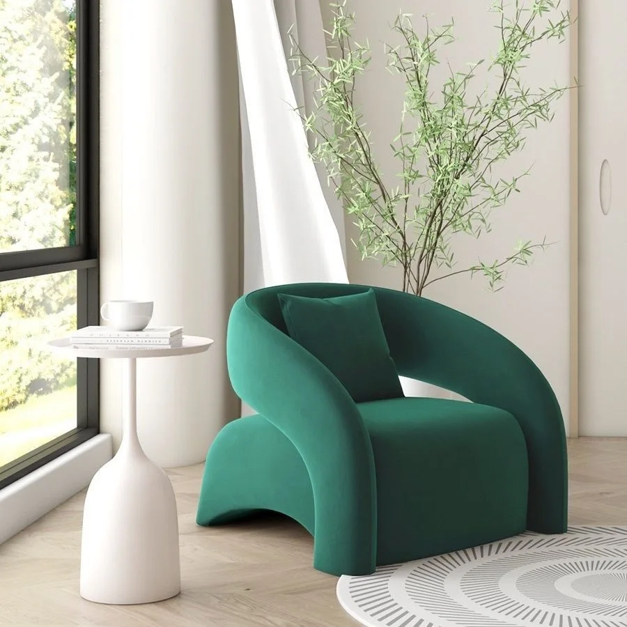 Minimalist Light Luxury Accent Chair Living Room Single Sofas Leisure Chairs with Curved Balcony Sofa Set Living Room Furniture