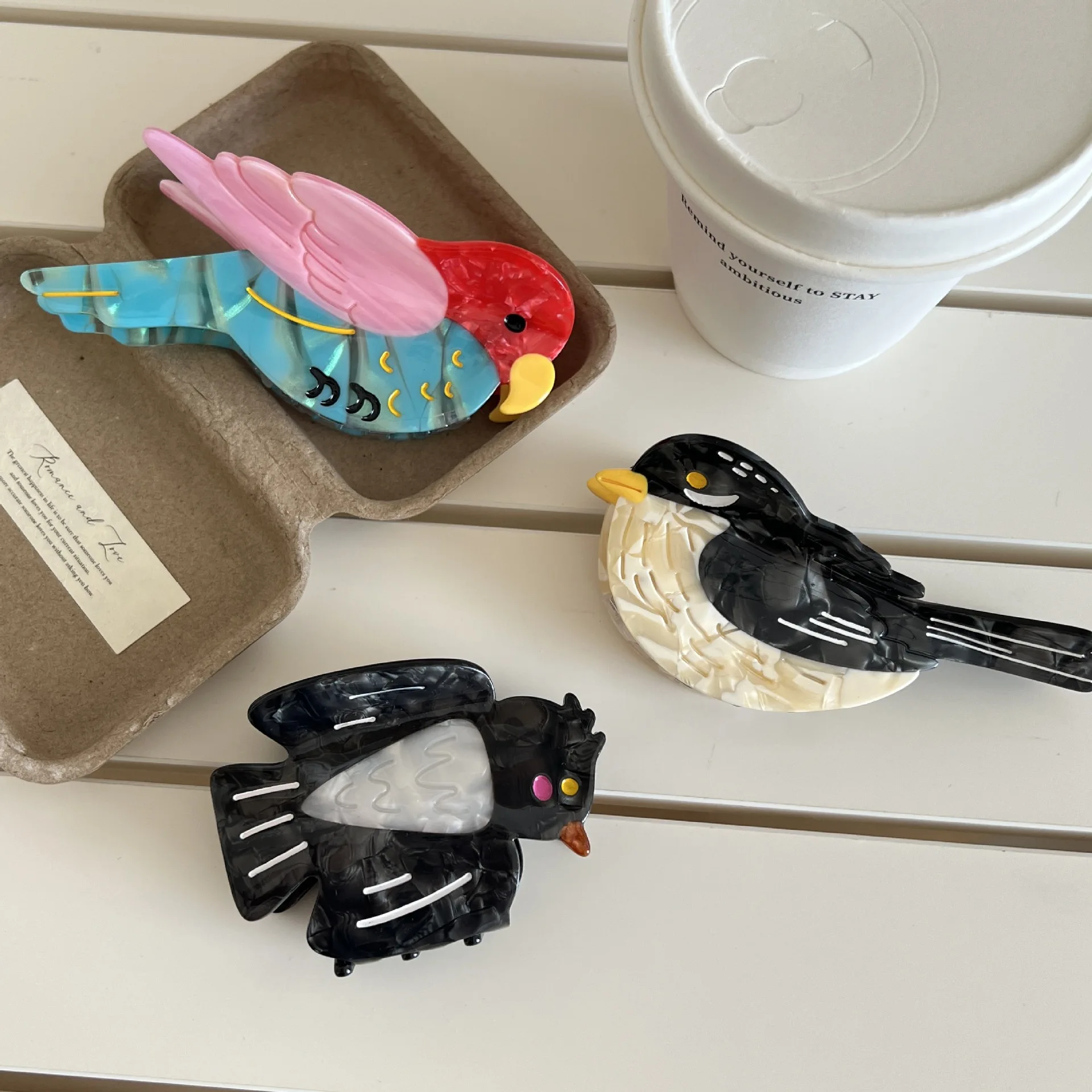 1PC New cartoon niche Design Color-Block parrot Acetate Hair Clip Bird Hair Accessory, Creative Cute Big Shark Clip