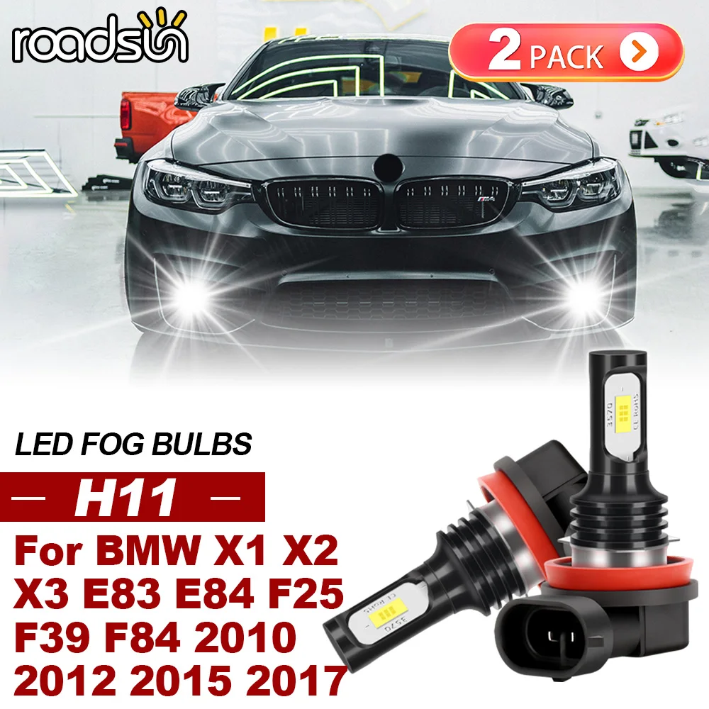 ROADSUN 2 Stück Für BMW X1 X2 X3 E83 E84 F25 F39 F84 2010-2017 Canbus Auto LED-Nebelscheinwerfer 2011 2012 2013 2014 2015 2016 Nebelleuchten