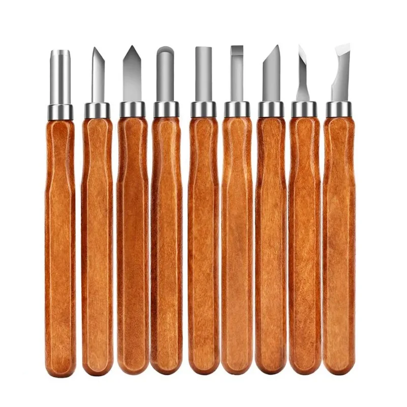12-piece set of cork knife set, imitation mahogany carving knife woodworking carving set, art carving knife