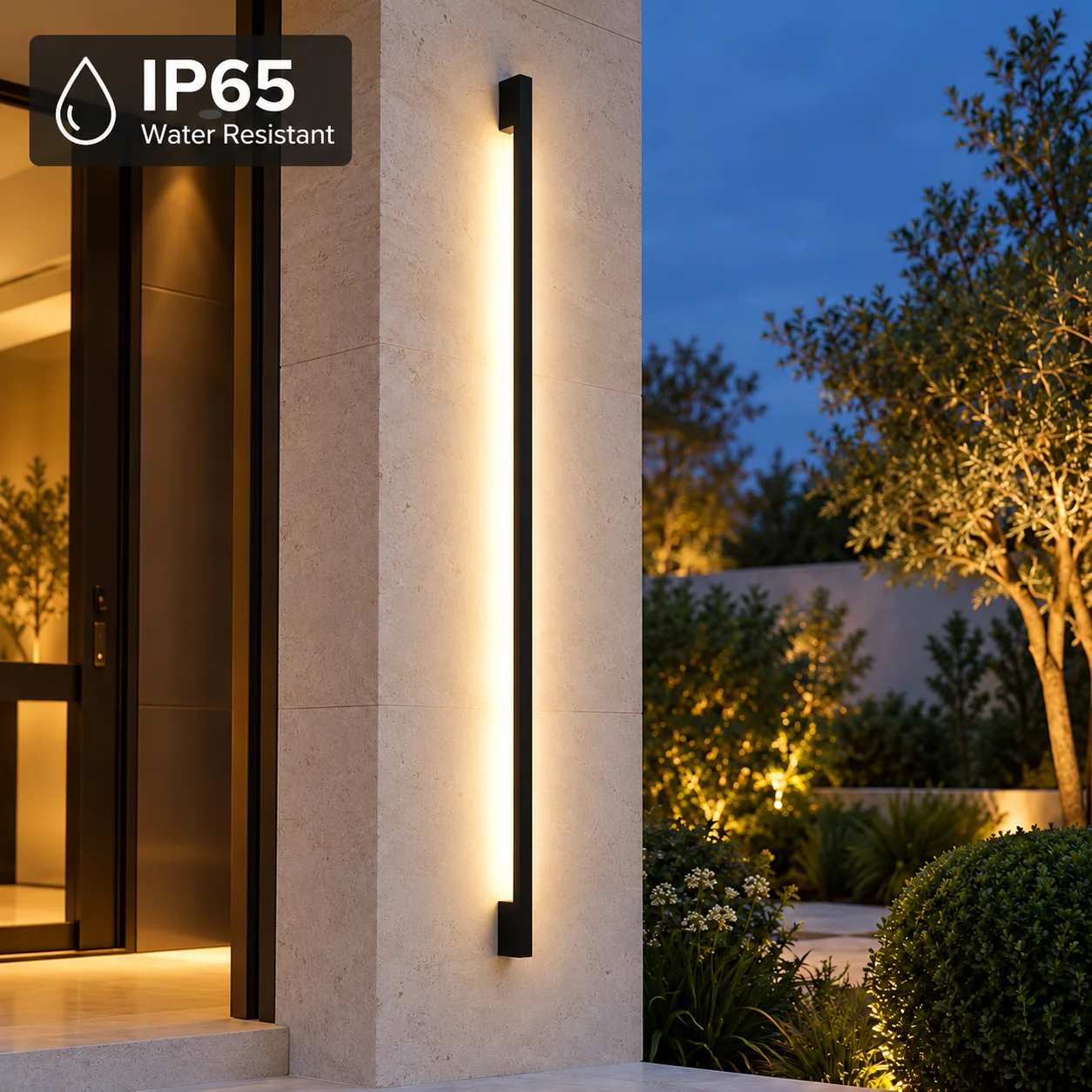 Modern Black Linear Outdoor Wall Light 85-265V Long Strip Sconce for Porch Garage Garden Courtyard Balcony