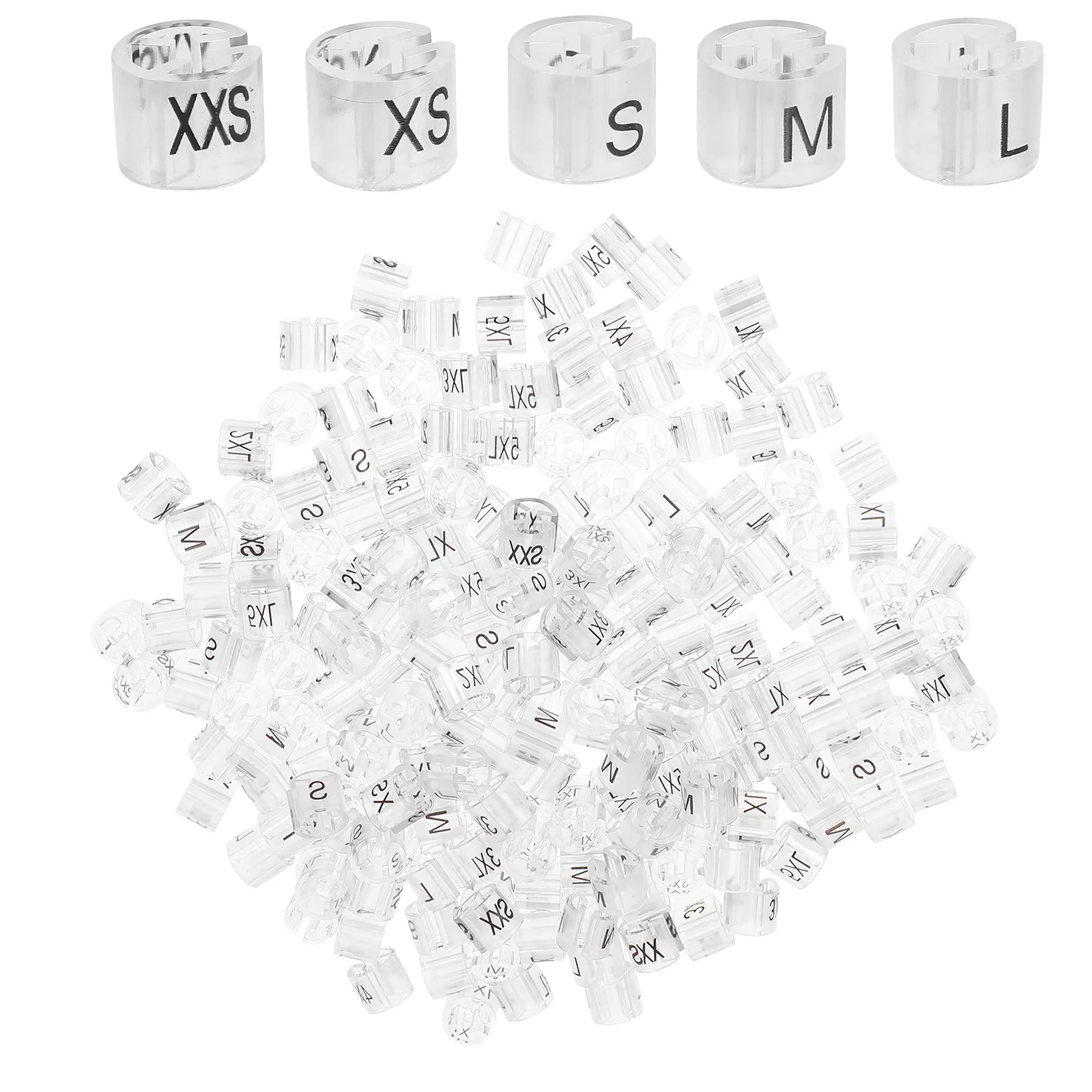 

200pcs Tag Markers Clothing Plastic Rings Clothes Racks Garment Sale Markers Clothes Hanger Tags Labels Plastic Hanger Tags Size