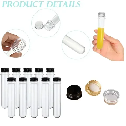 5 Stück 30ml-100ml durchsichtige Kunststoff-Reagenz gläser mit Aluminium-Schraub kappen für wissenschaft liche Experimente Badesalz Süßigkeiten Aufbewahrung sparty