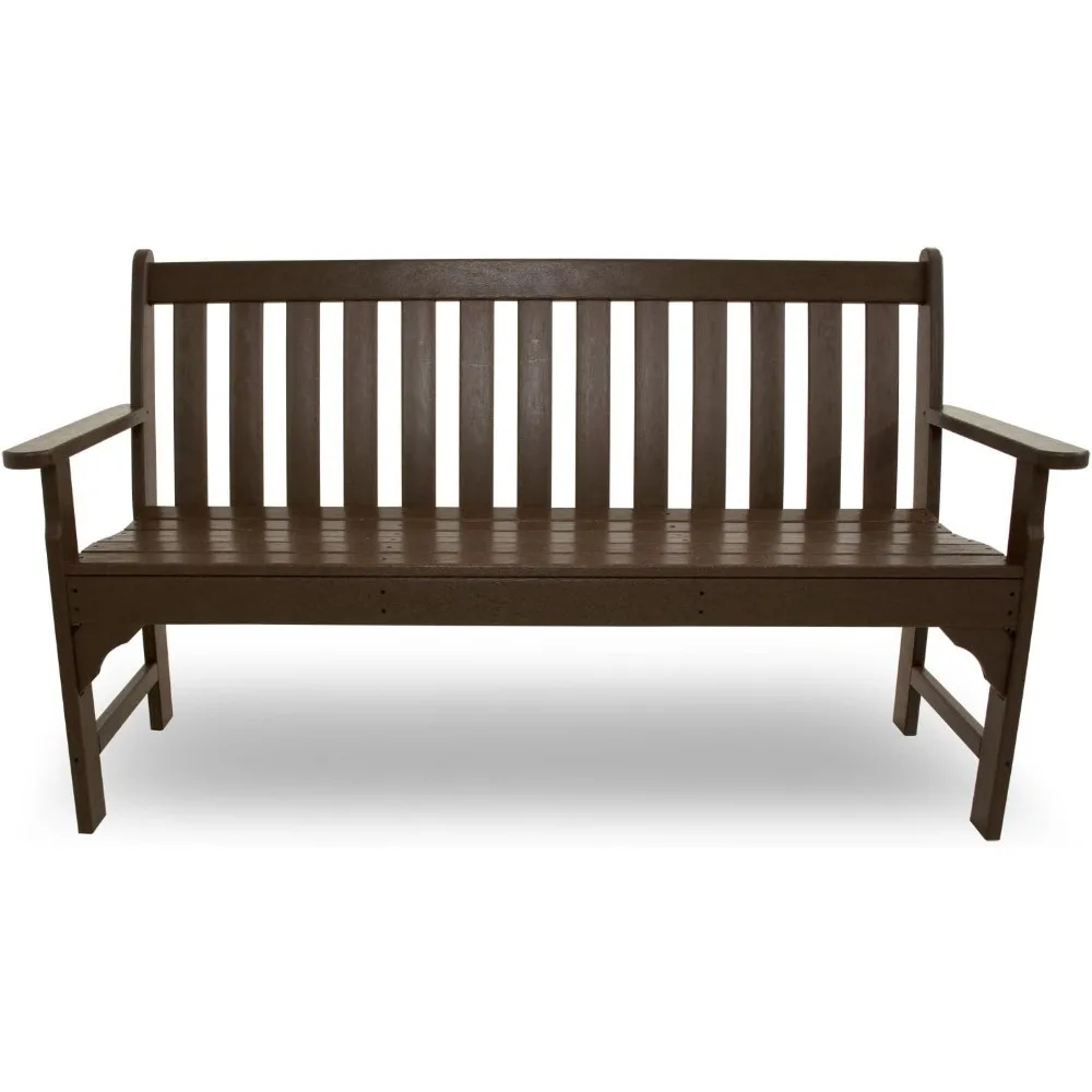 Outdoor benches and benches, 60 inches long, can accommodate 3 people. Free transportation in mahogany brown color