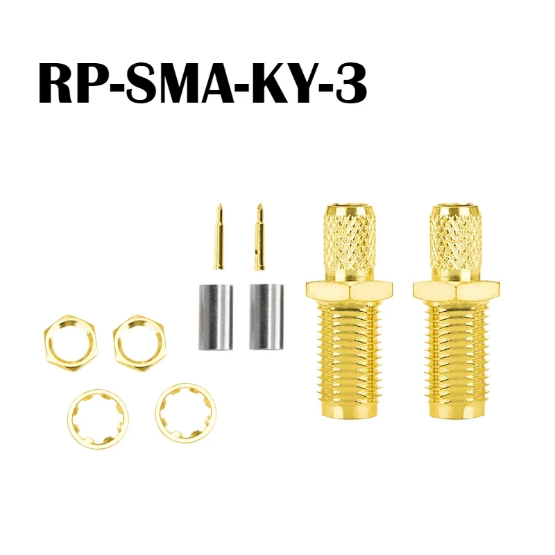 50ohm SMA-KY-3 11mm Thread RP SMA Male Female Connector Crimp RF Coaxial Adapter Crimp For RG58 RG174 LMR195 RG-142 RG-400 Cable