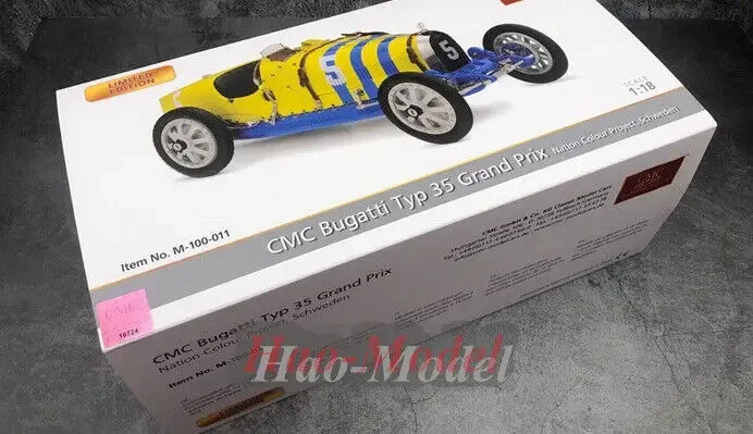 CMC 1/18 For Bugatti T35 #5 1924 Car Model Alloy Kids Toys Boys Birthday Gifts Simulation Hobby Display Collection Blue yellow