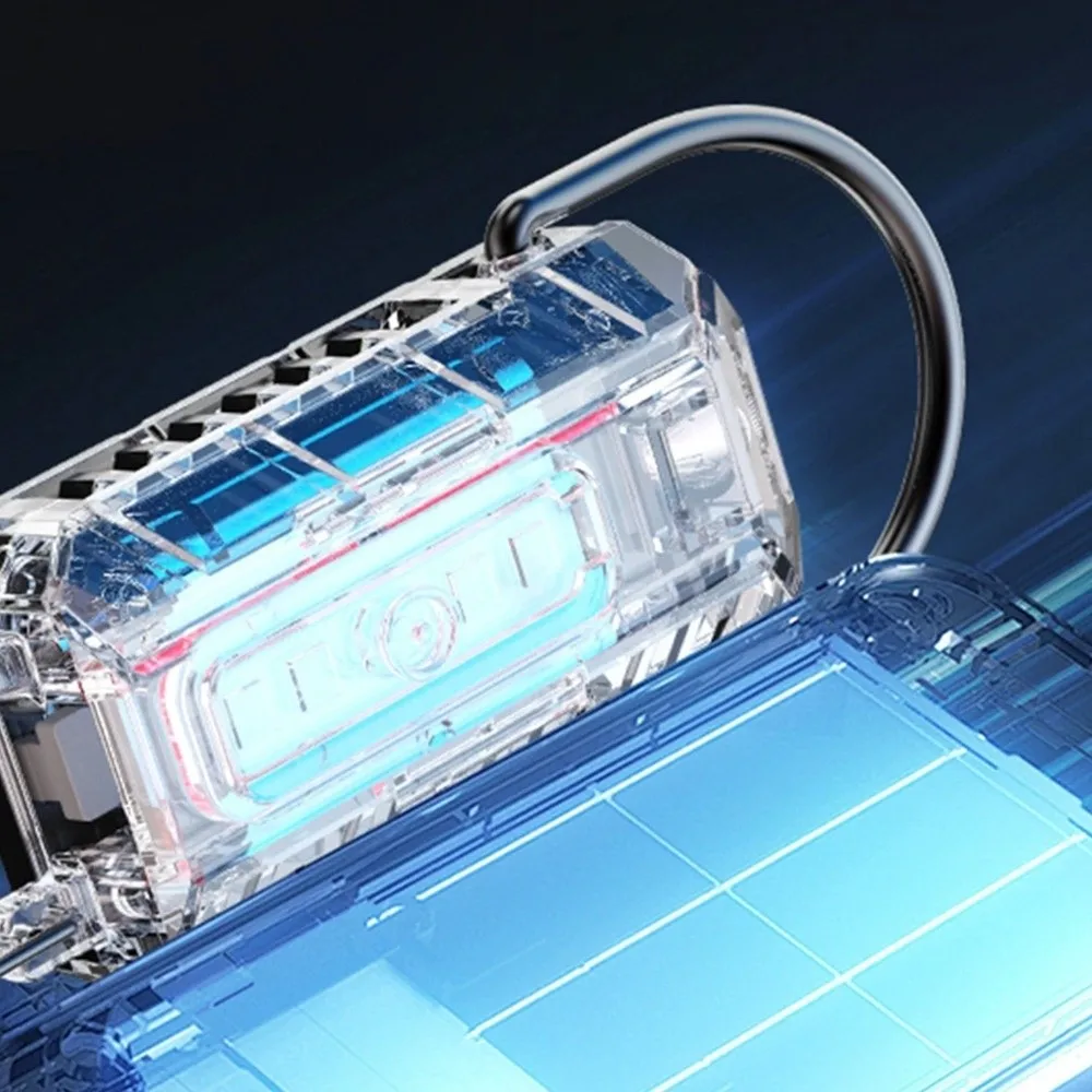 6 Gears LED Keychain Flashlight Dual Light Source Portable LED Torch Lamp Multifunction USB Rechargeable Mini Keychain Light
