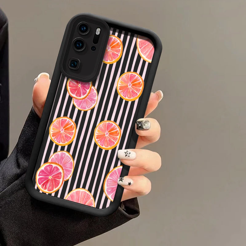 حافظة لهاتف هواوي Y9 برايم سمارت برو 2019 P50 Pro P40 Lite 5G P30 Pro P20 Y7A Y9S غطاء ليمون برتقالي فراولة #5