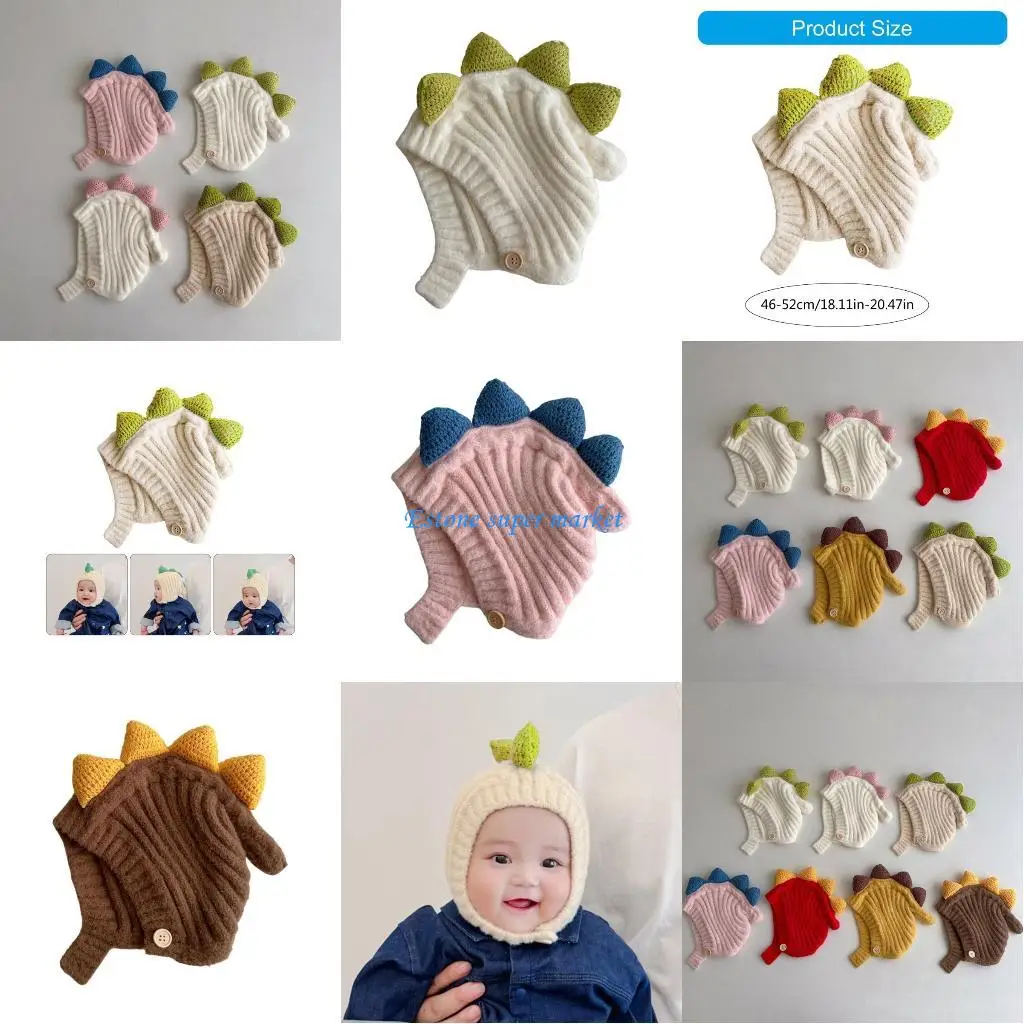 

090B Kids Pullover Hat Cartoon Animal Knit Baby Bonnet Stretchable Earflap Caps