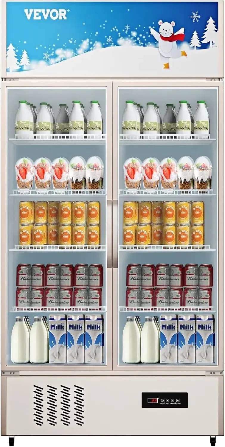 Commercial Merchandiser Refrigerator 2 Glass Doors, 23 Cubic Ft, Upright Display Beverage Cooler 79