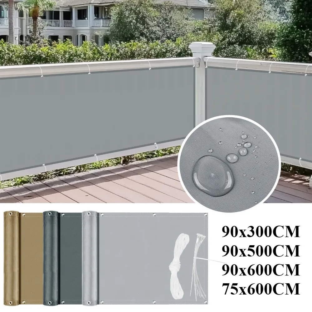 Balcony Privacy Screen Cover Fence Patio Waterproof Shade Cloth 95% UV Protection Shield Deck Shade Sail Garden Porch Pool Decor