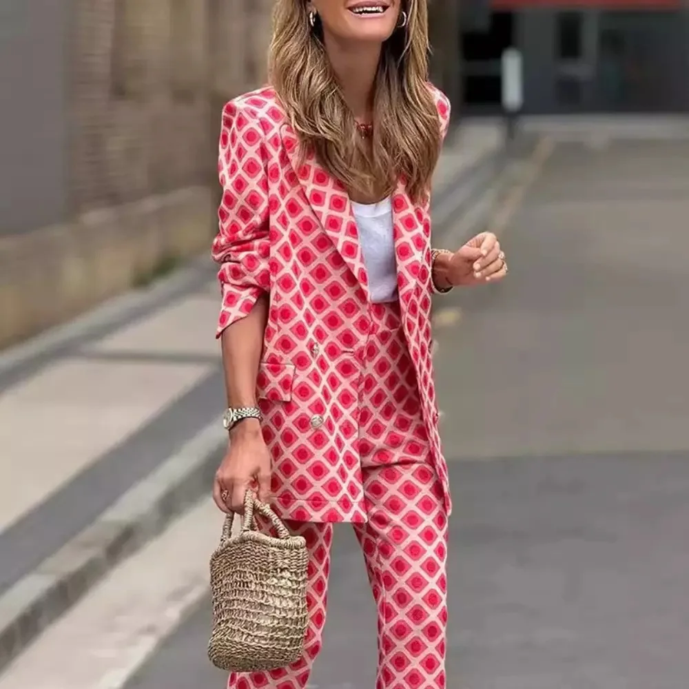 

Elastic Waist Flare Sleeve Print Outfit, Women Autumn Winter V Neck Long Sleeve Matching Sets, New Casual Patchwork Ladies Suits