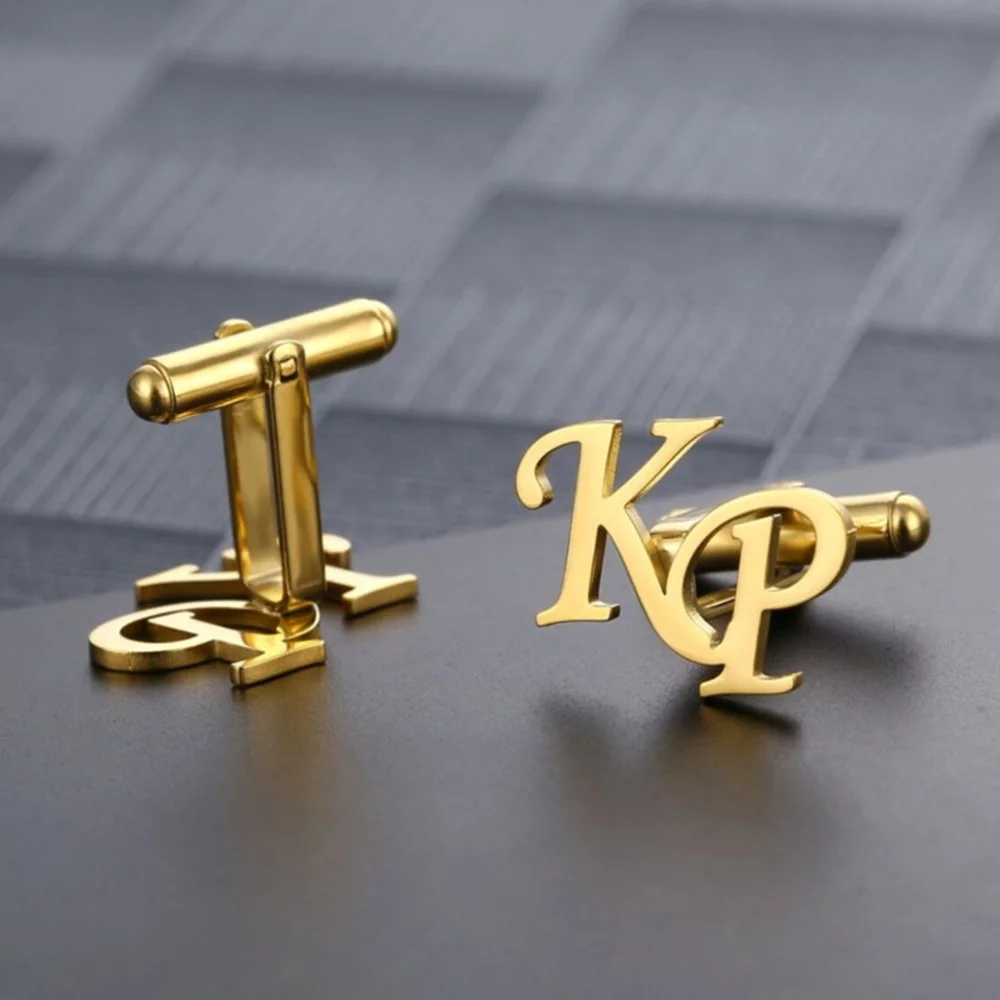 Customized Initials Cufflinks, Stainless Steel Letter Combination Cufflinks, Groom's Wedding Exquisite Jewelry
