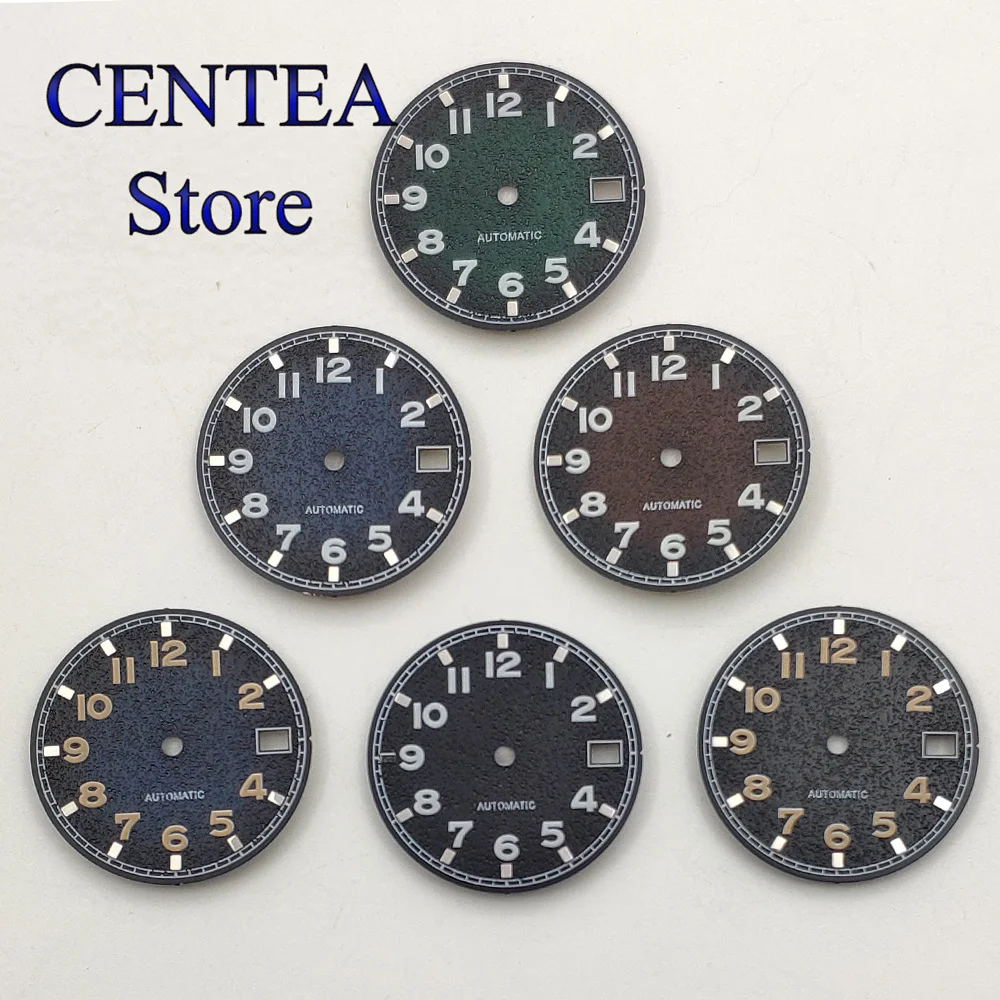RICHUS 29mm Green Luminous Black Blue watch dial fit NH35 Automatic Movement With Date Window
