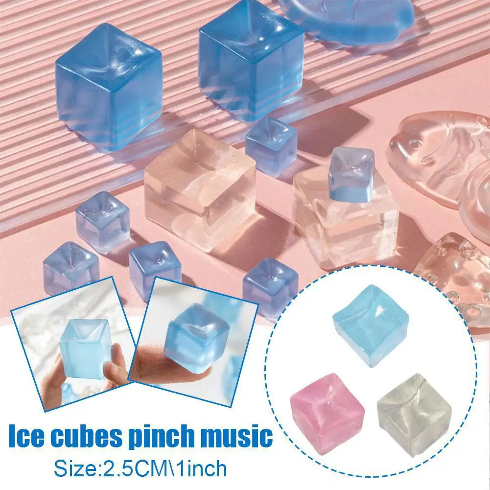 Mini Jelly Ice Cube Decompression Toy Soft TPR Flexible Squeeze Squishy Toy Funny Leisure Entertainment Accessory Calming Toy