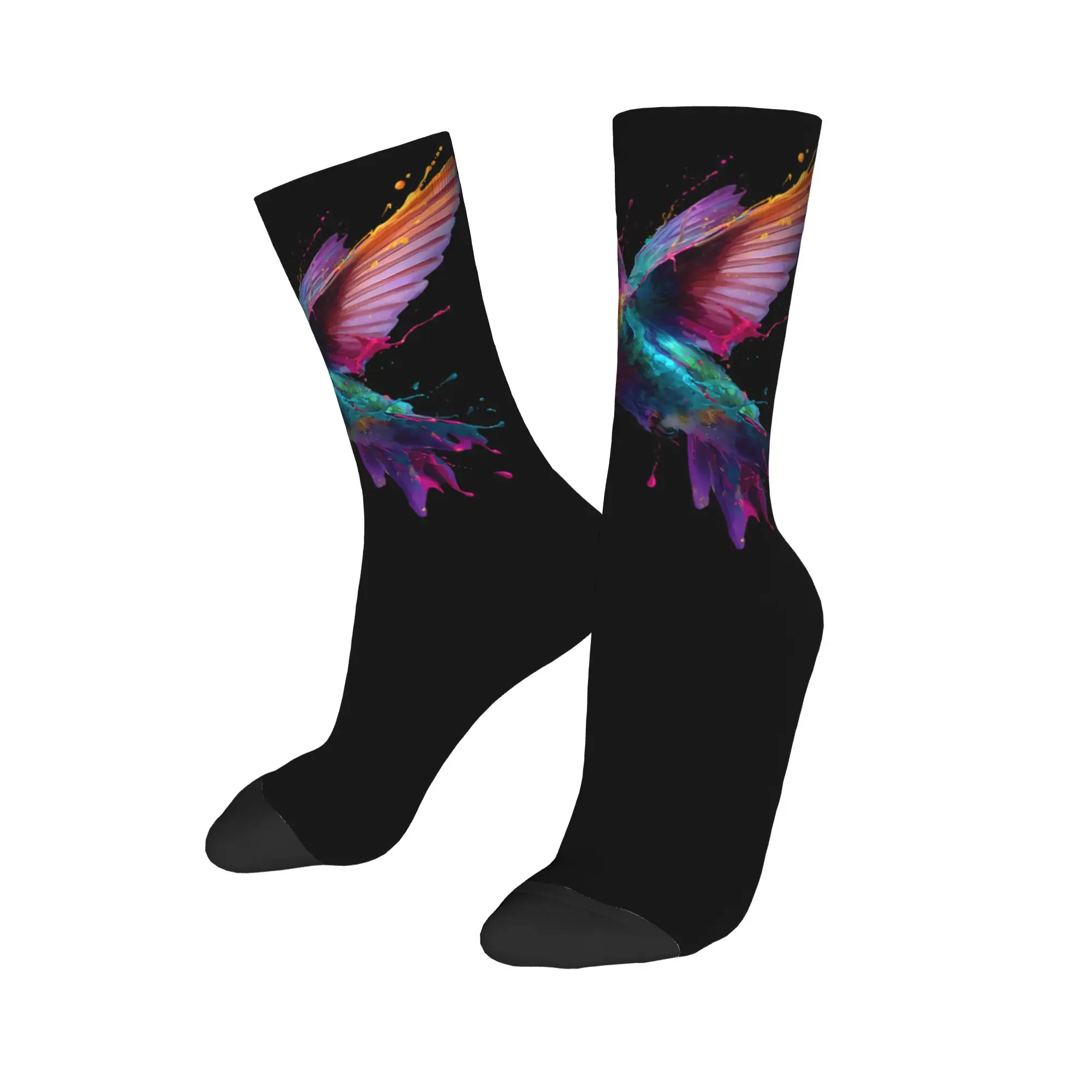 Winter Warm Harajuku Unisex Hummingbird Animal Lover Art Tropical Bird Socks  Breathable Football Socks