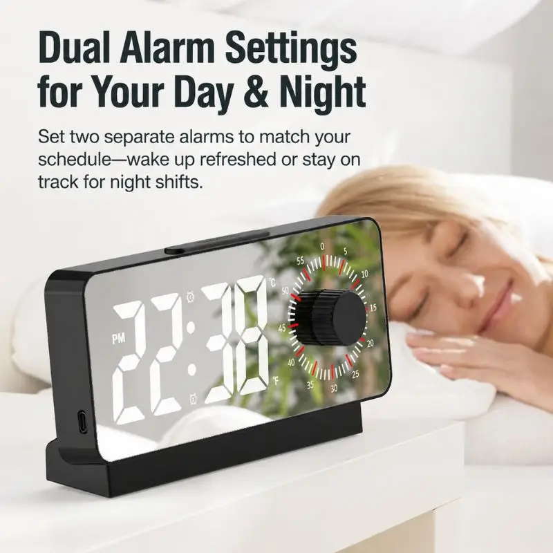 Led Digital Electronic Dual Alarm Clock Visual Time Manager Desktop Knob Clock Countdown And Count Up Timer For Bedroom