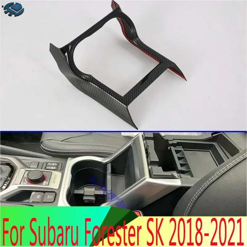 

For Subaru Forester SK 2018-2021 Decorate Accessories ABS Matte Front Center Console Cup Drink Holder Cover Trim