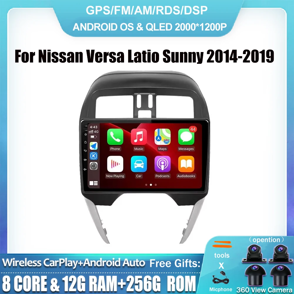 

10,1-дюймовый автомобильный радиоприемник для Nissan Versa Latio Sunny 2014-2019, LHD, мультимедийное видео CarPlay, Android 14, автоматическая навигация, GPS, BT-плеер