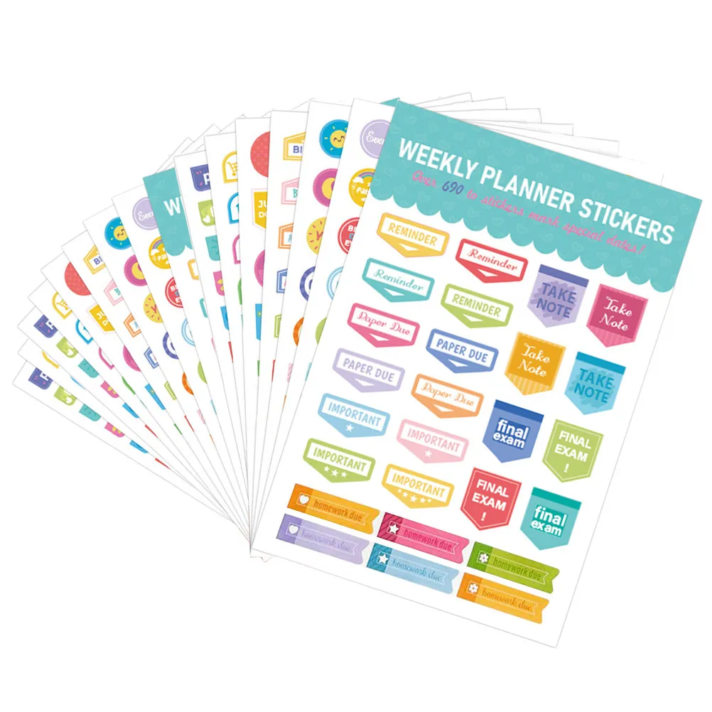 

16 листов тематических наклеек для планировщика: изысканные элементы для ежедневного ведения дневника, скрапбукинга, украшения дневников, DIY-поделок и художественных работ