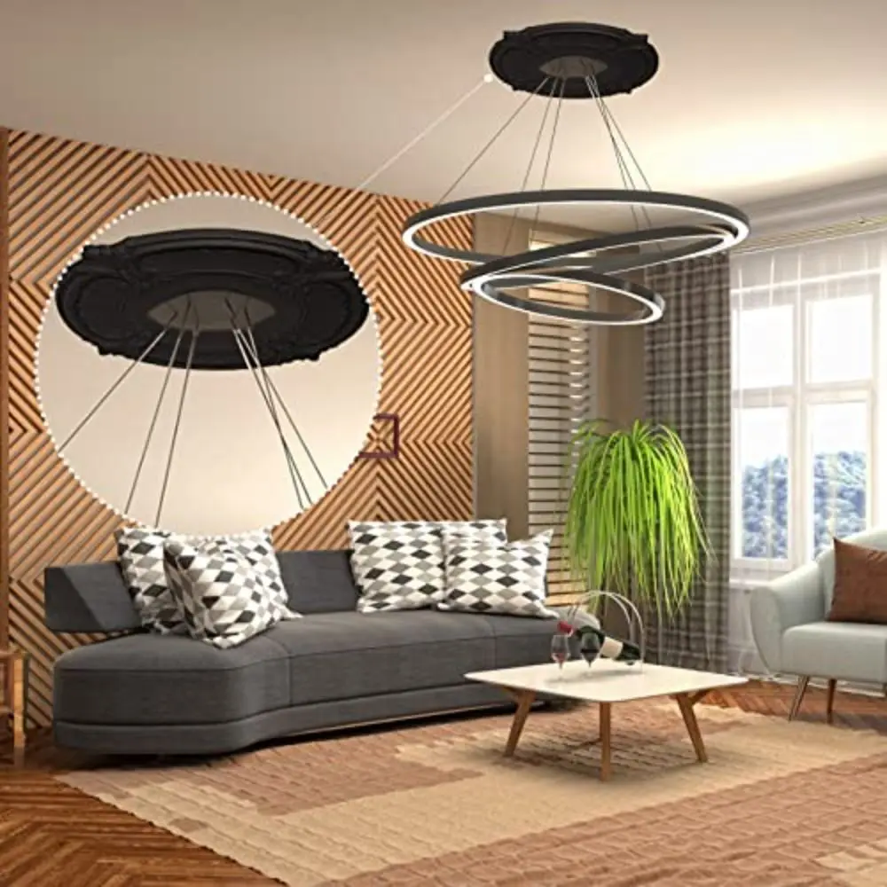 Round Shape Ceiling Medallions Easy Installation 12in Size PU Ceiling Medallion Split Design Elegant Trim Split Medallion